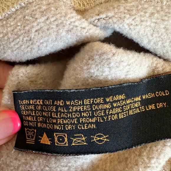 Orvis Trout Bum Fleece 1/4 Zip Sweater Tan/Oatmeal Sherpa Lined Collar Men’s XL - Picture 9 of 11